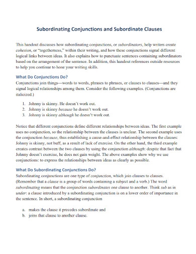 50 Subordinating Conjunction Examples