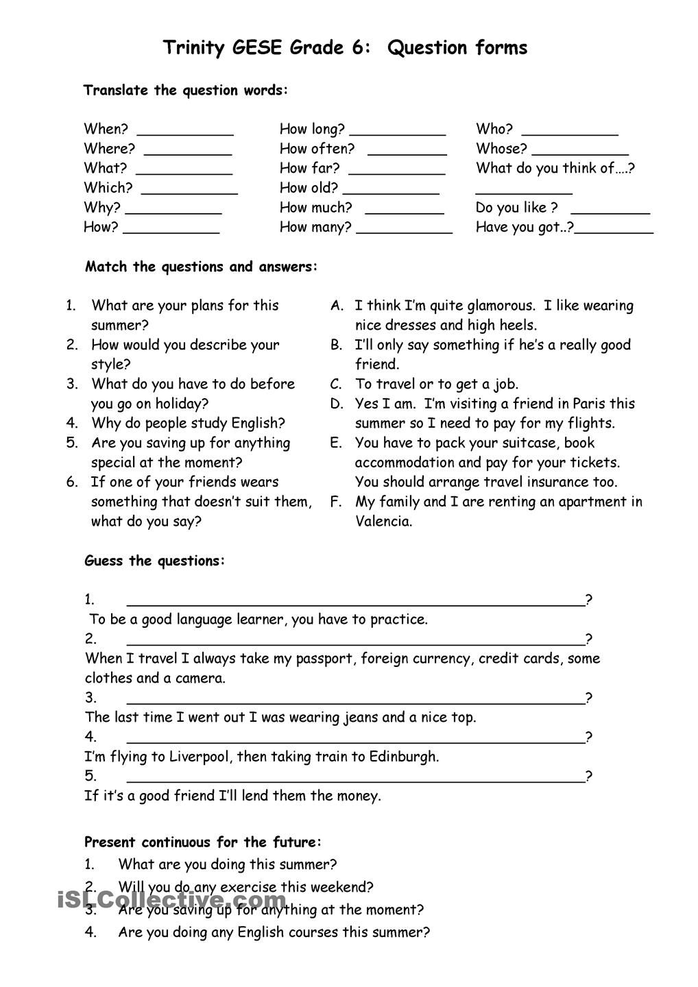 6th Grade Grammar Worksheets