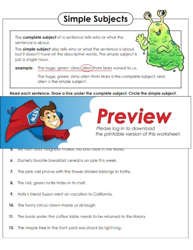 70 Simple Subject Examples