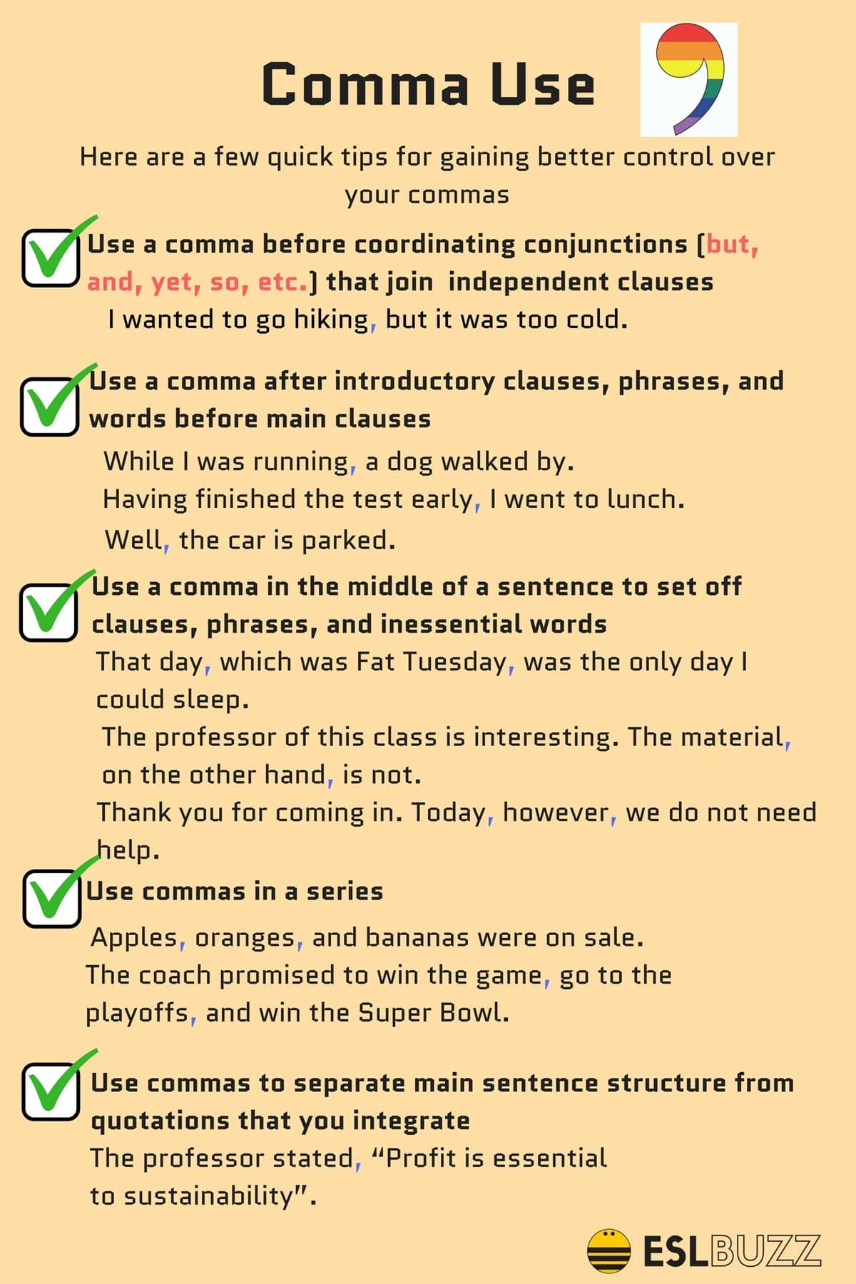 8 Rules For Using Commas Correctly ESLBUZZ