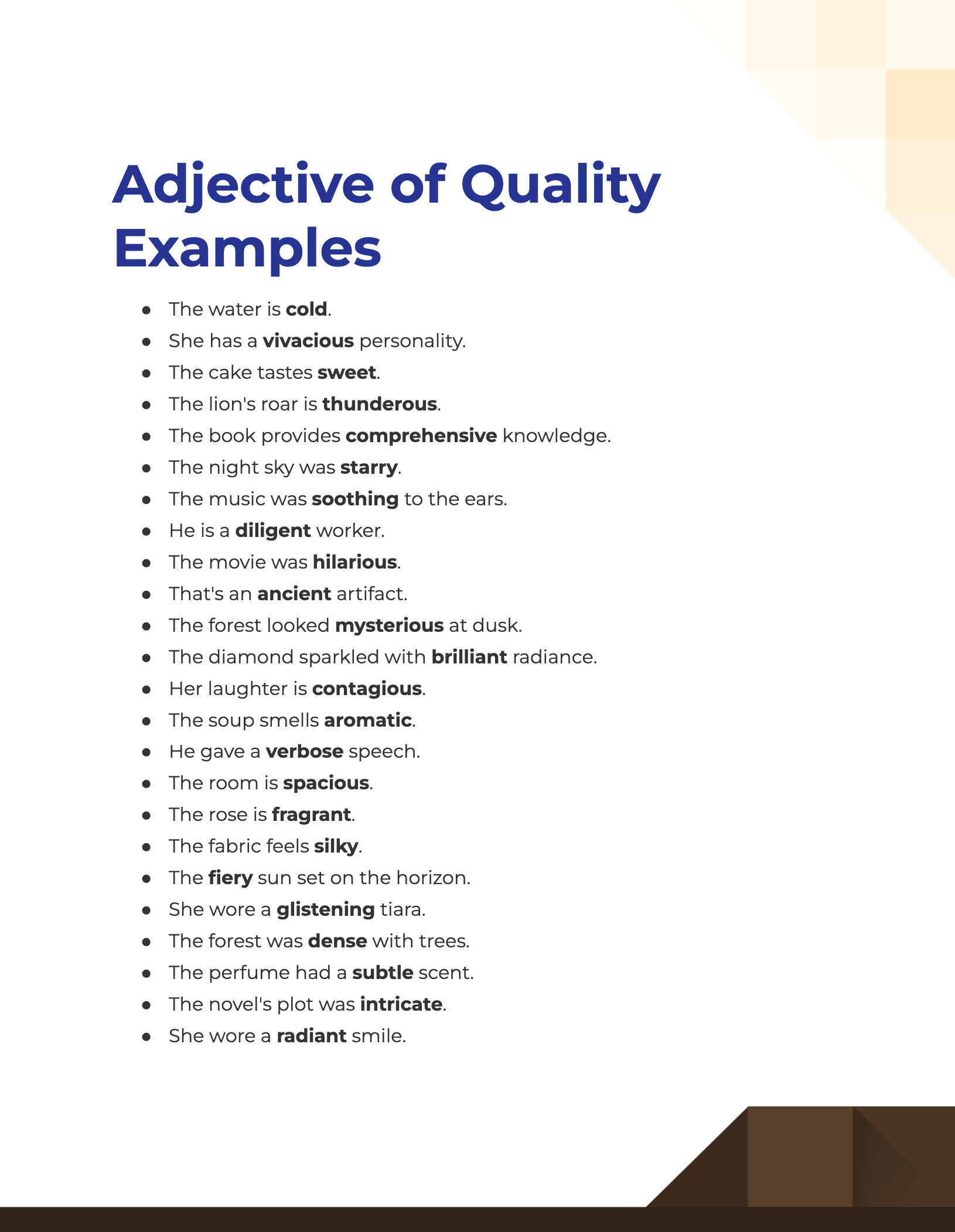 99 Adjective Of Quality Examples