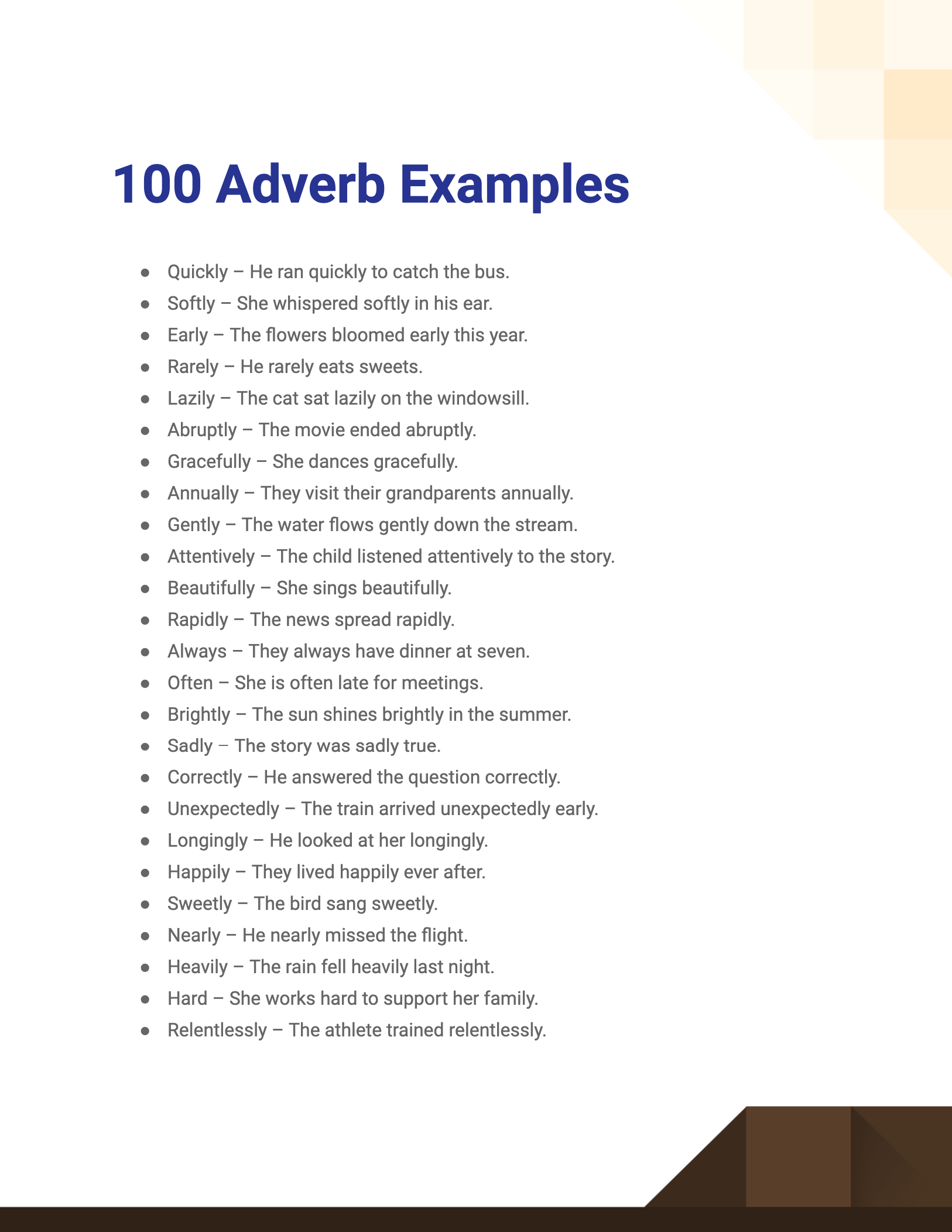 99 Adverb Examples