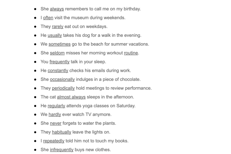 99 Adverb Of Frequency Examples