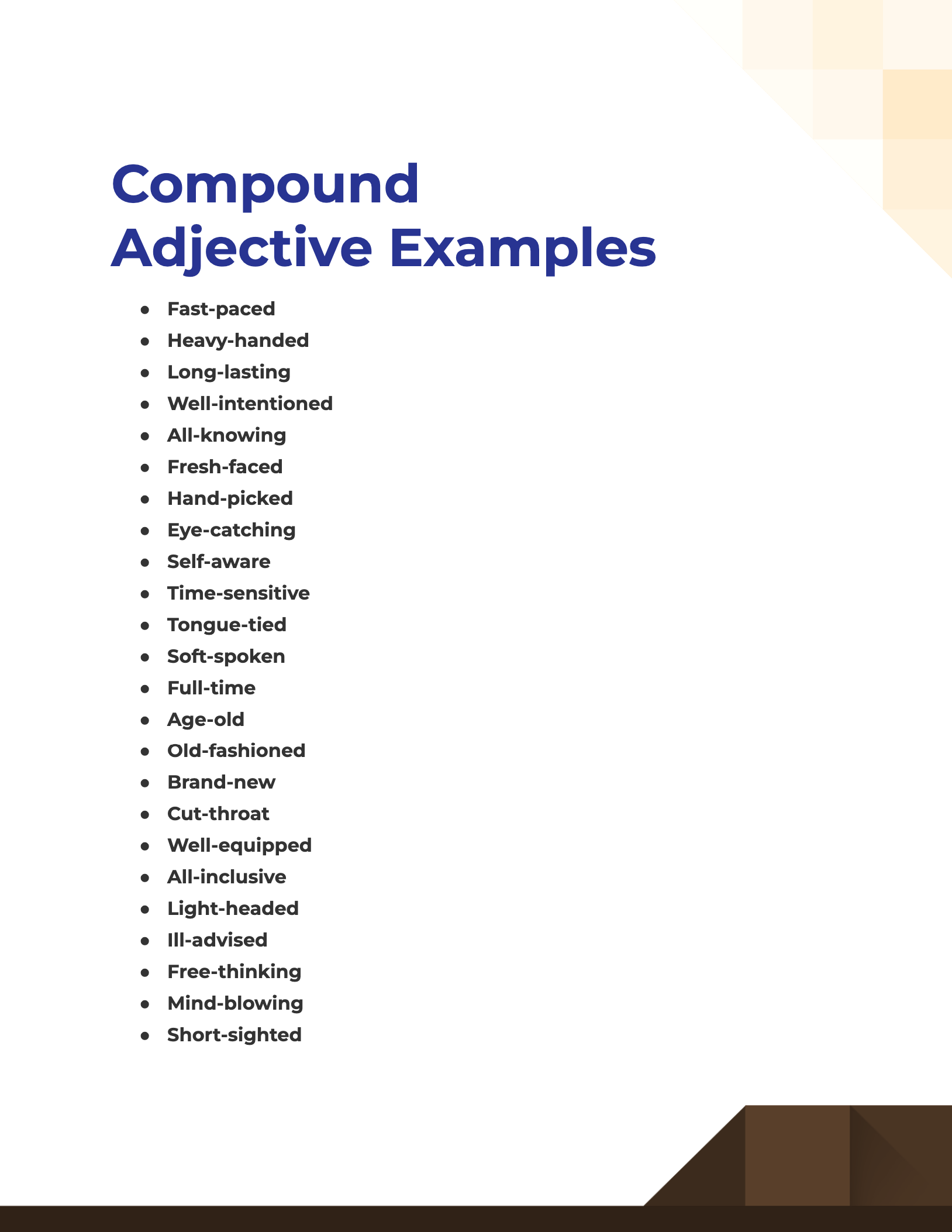 99 Compound Adjective Examples