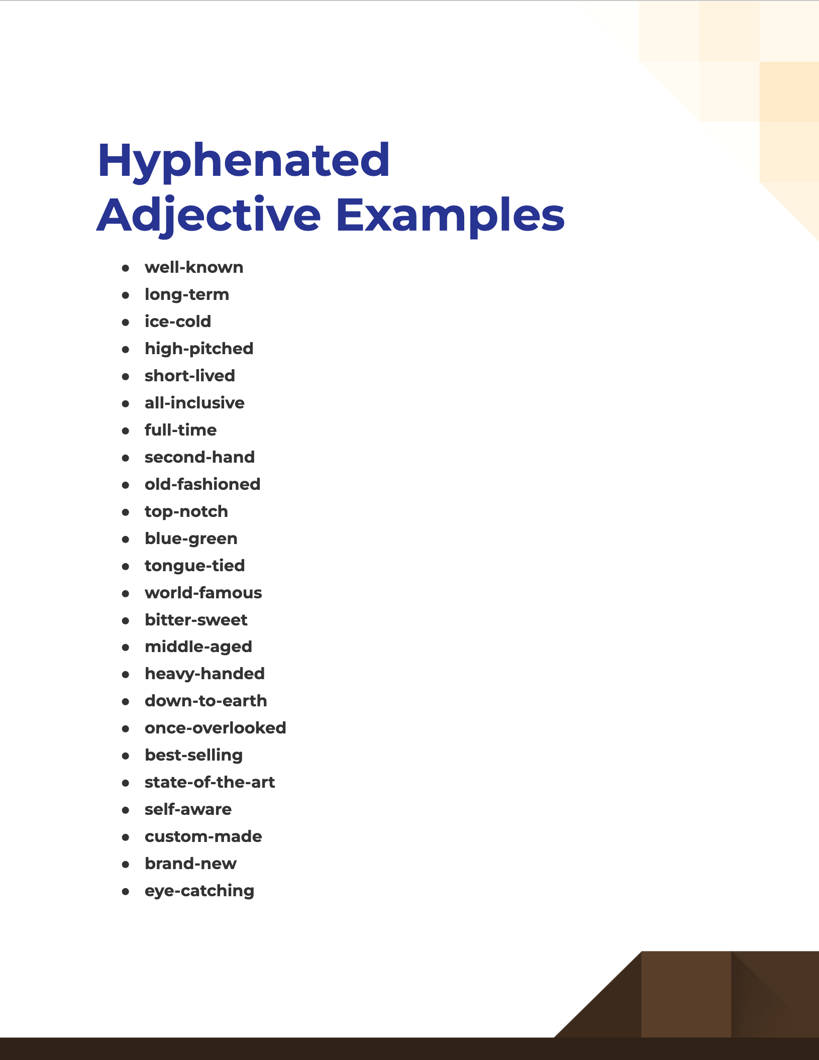 99 Hyphenated Adjective Examples