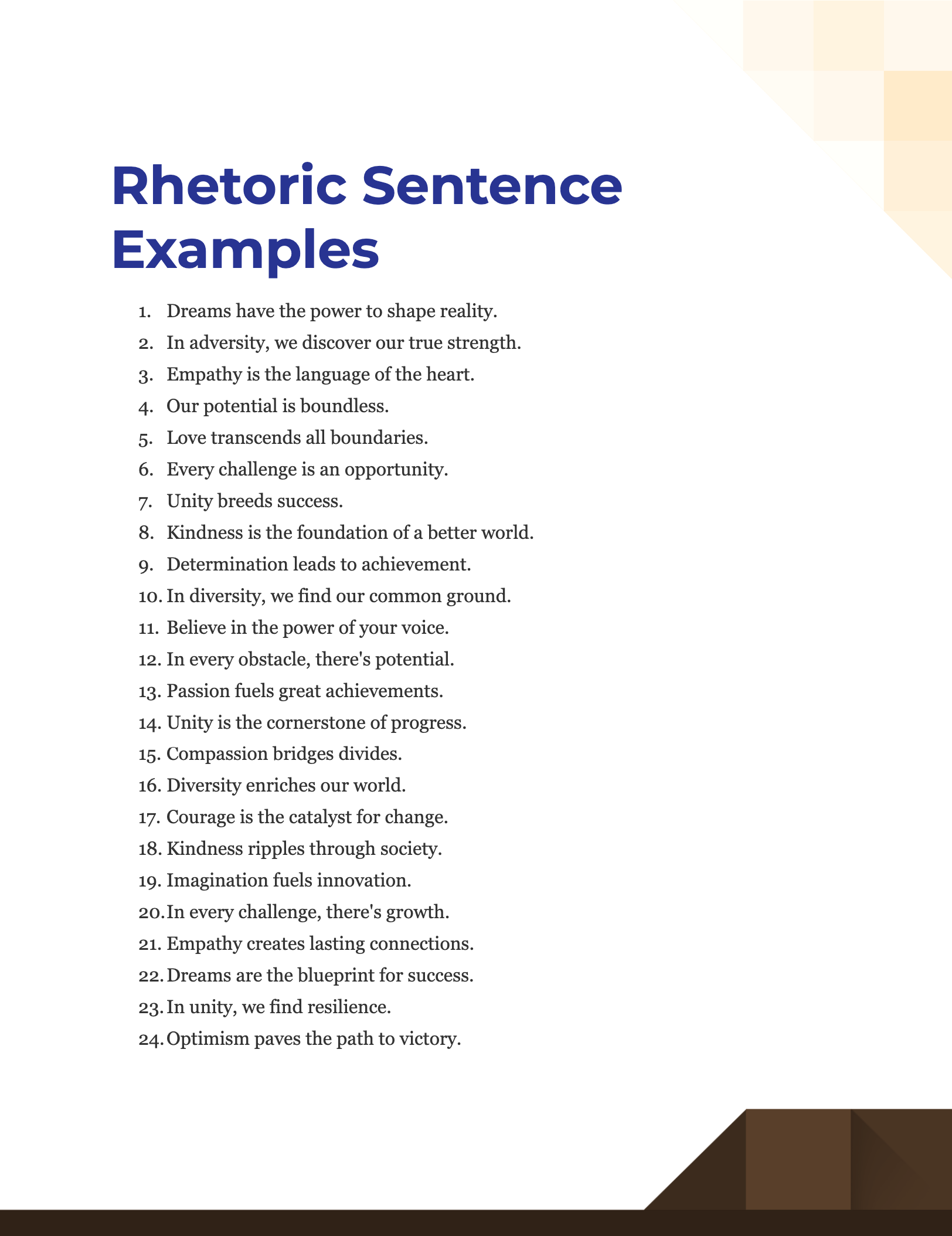 99 Rhetoric Sentence Examples