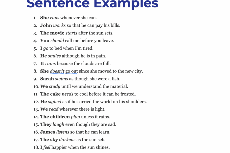 99 Subordinating Conjunction Examples