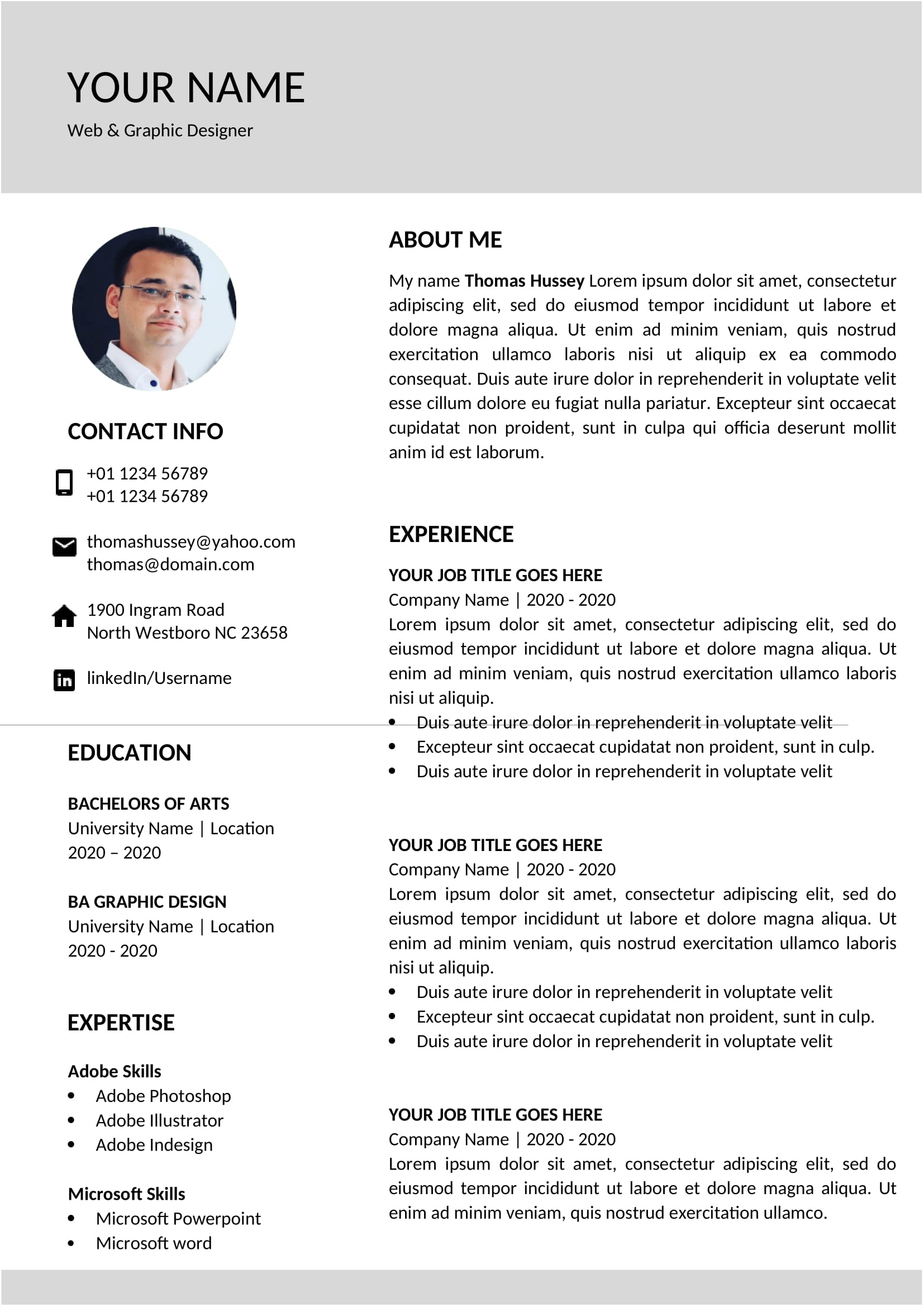 About Myself Cv Examples Contractor Employed Visualcv