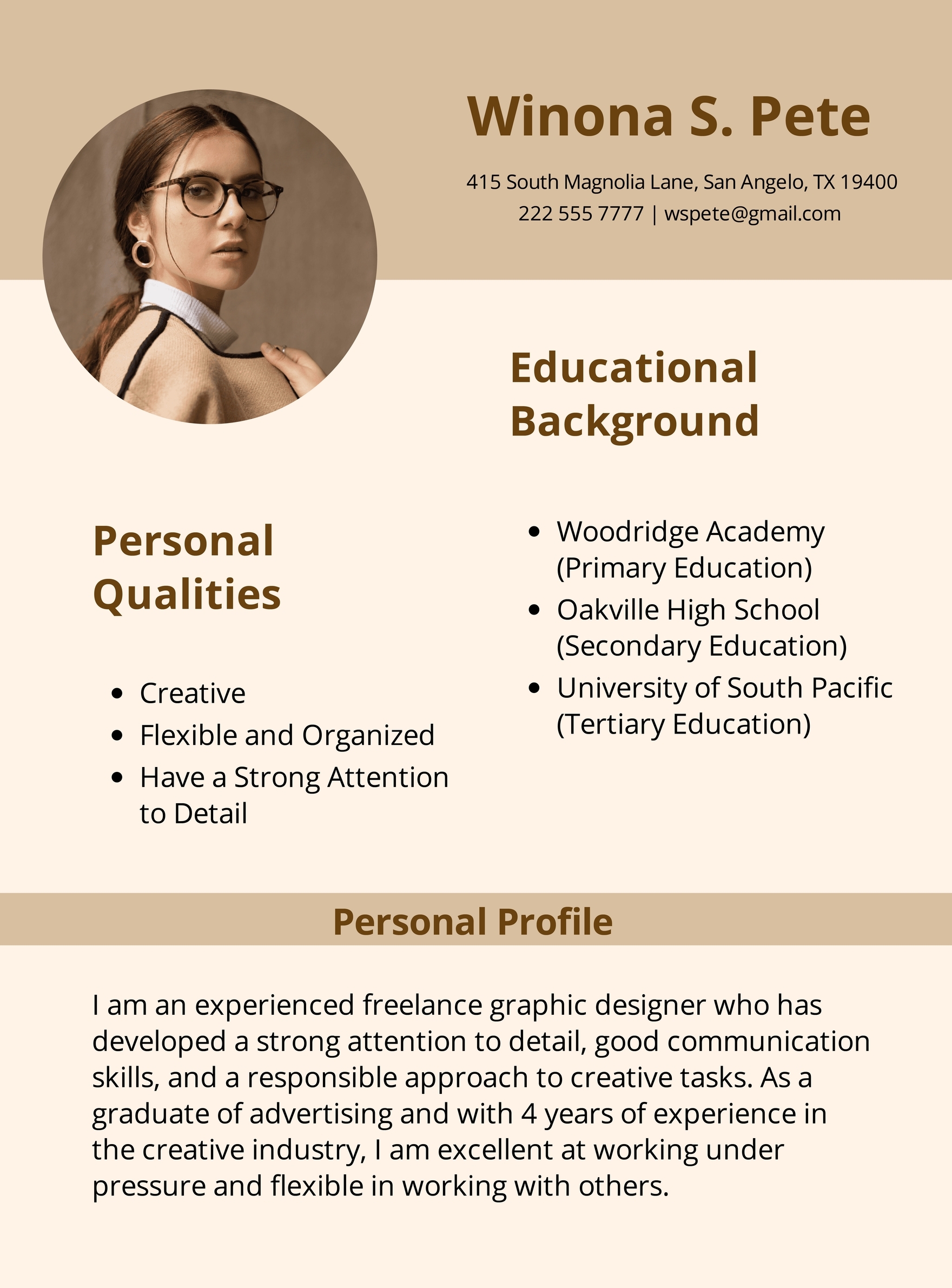 About Myself Cv Examples Contractor Employed Visualcv