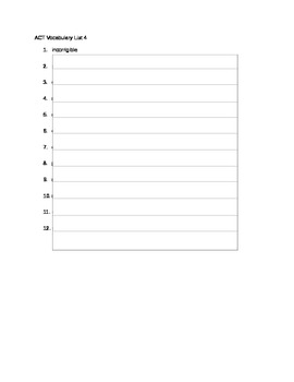 ACT Vocabulary List 4 By Resources And Revelry TPT