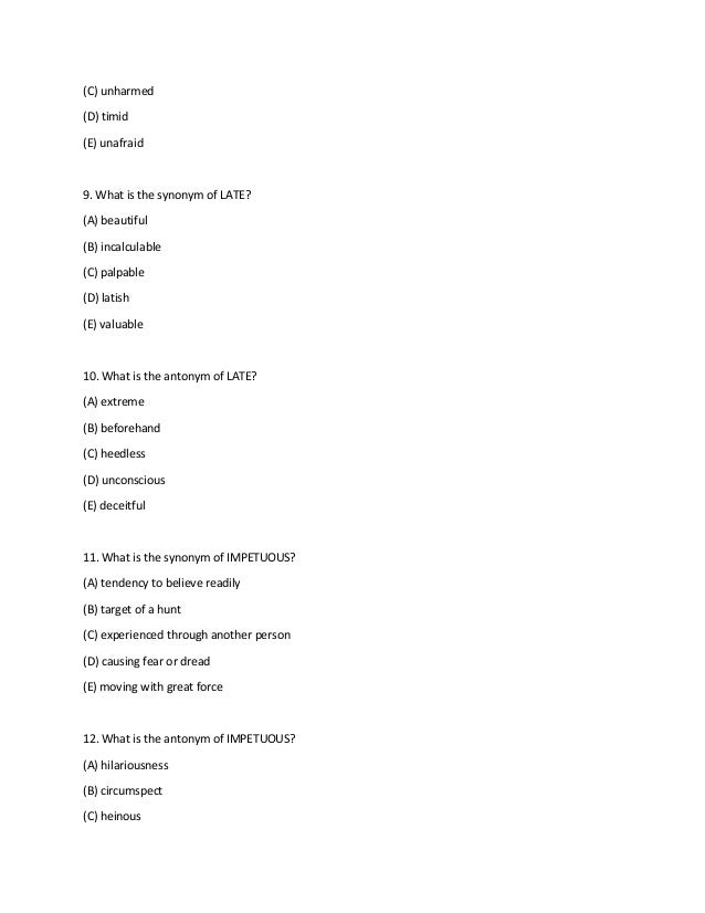 Act Vocabulary List PDF