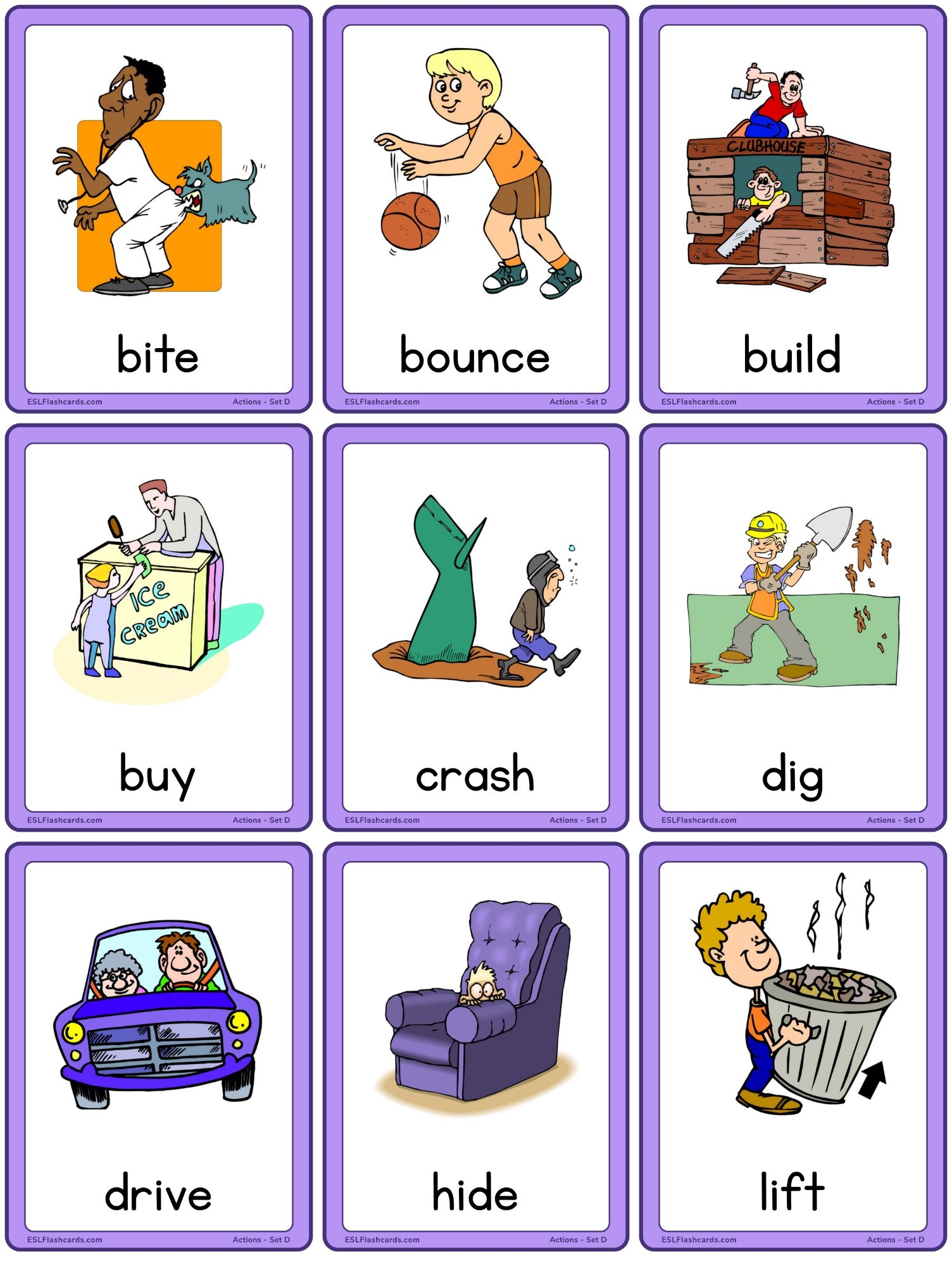 Action Flashcards Set D ESL Flashcards