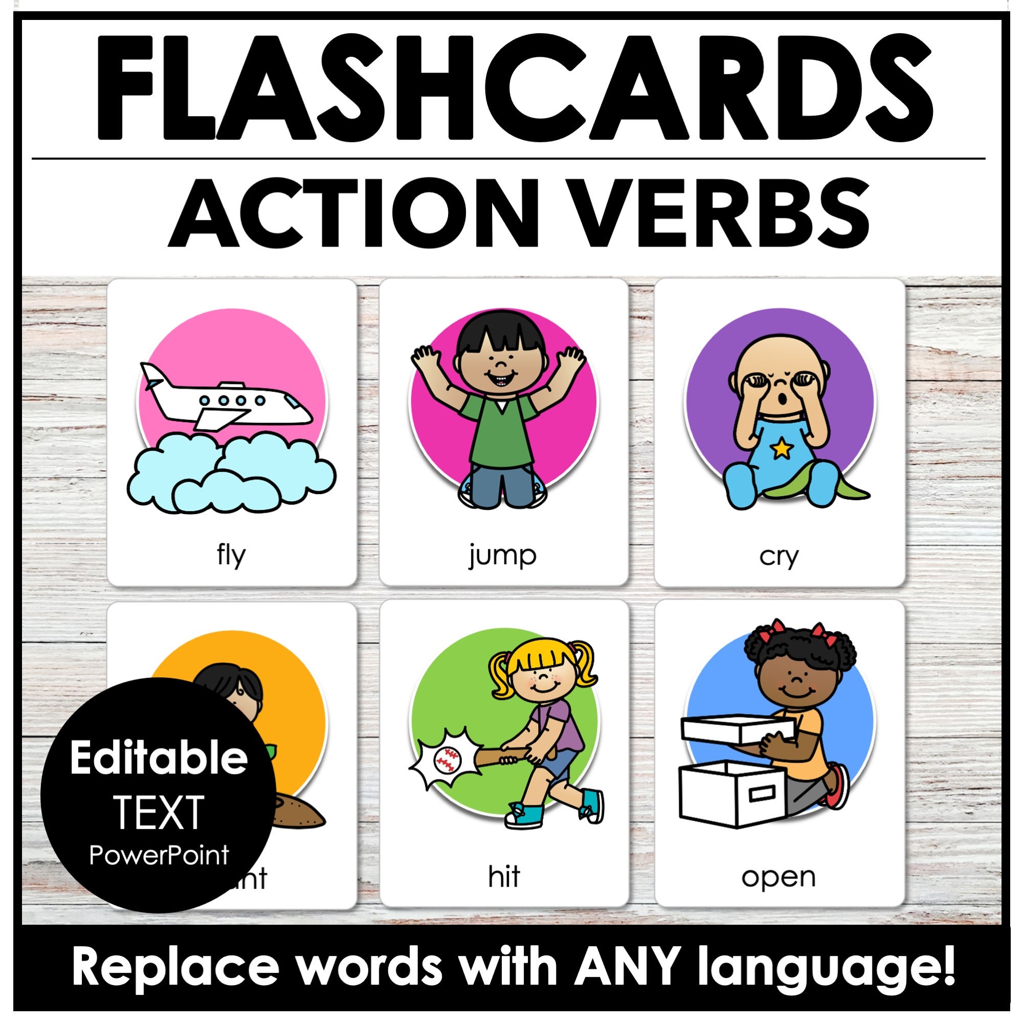 Action Verb Picture Cards Printable