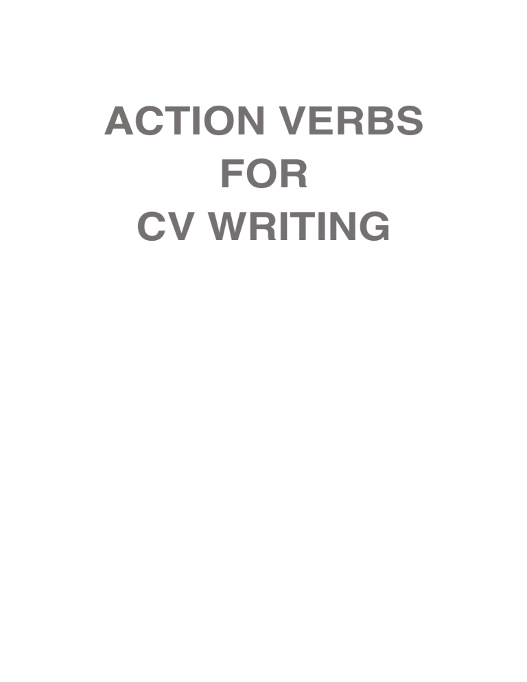 Action Verbs For CV Writing Boost Your Resume