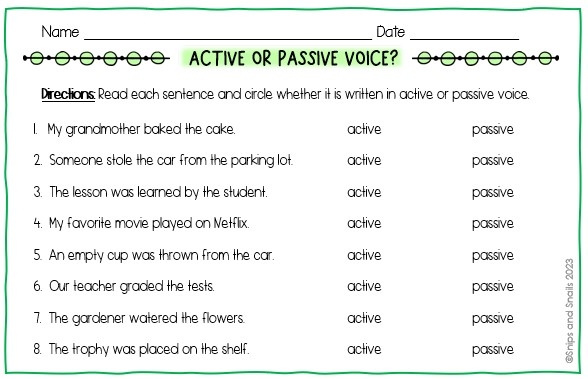 Active And Passive Voice Activities Snips And Snails Teaching