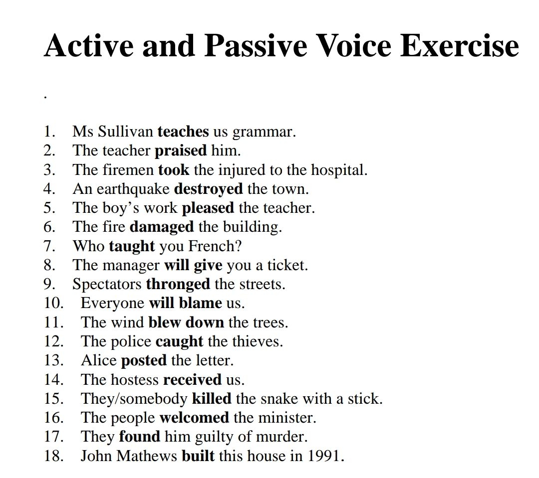 active or passive voice worksheets