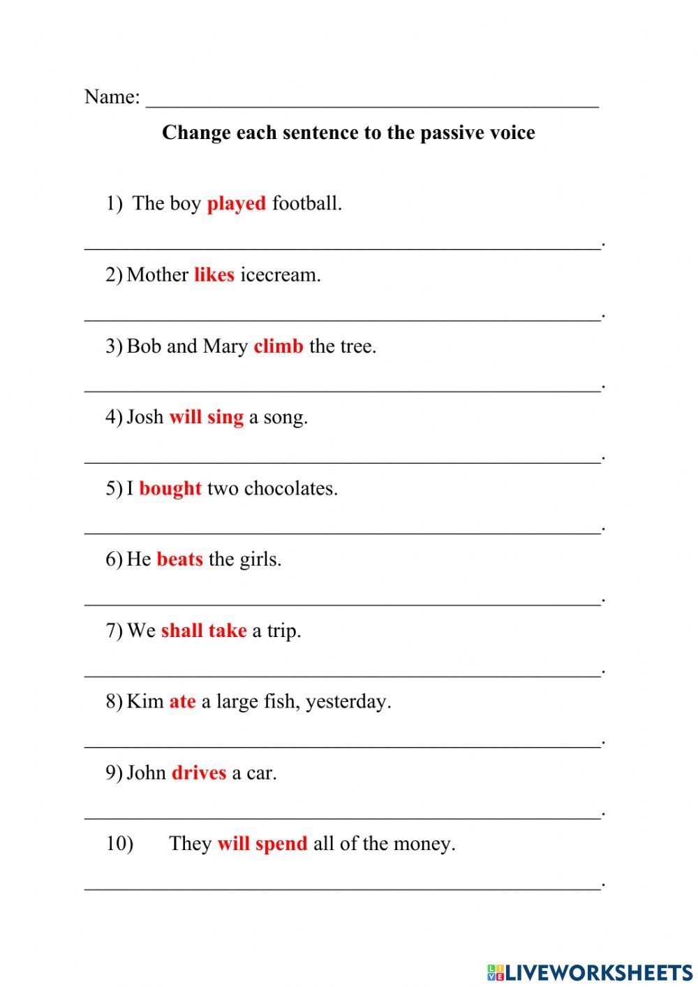 Active And Passive Voice Exercise Simple Present Simple Past Tense 