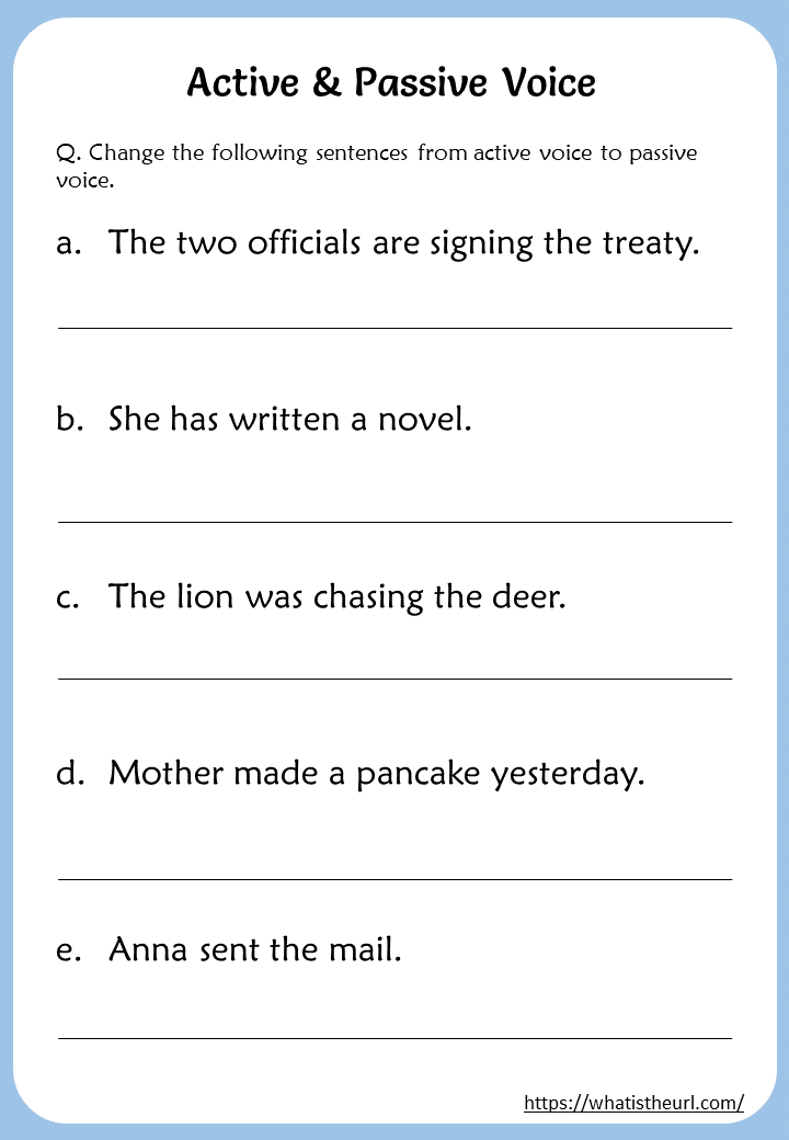 Active and passive voice worksheets grade 6 Your Home Teacher
