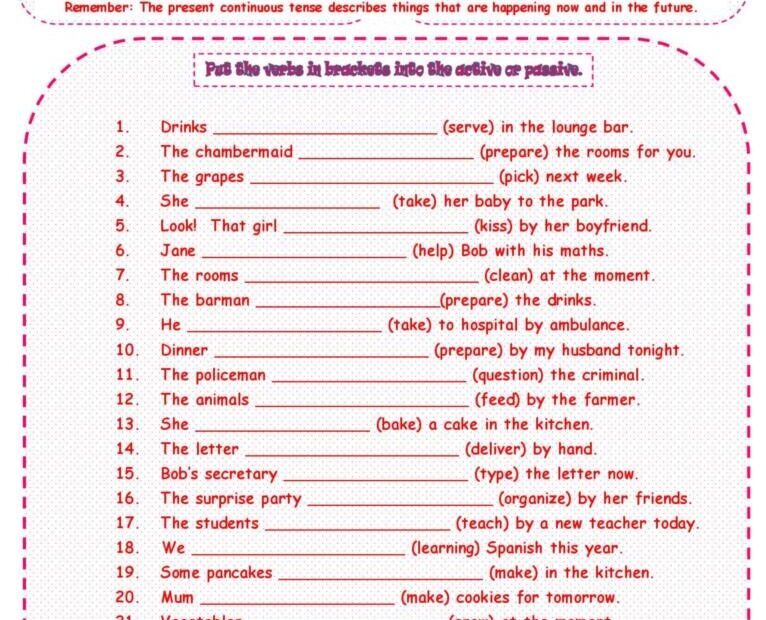 ACTIVE OR PASSIVE Present Continuous English ESL Worksheets Pdf Doc