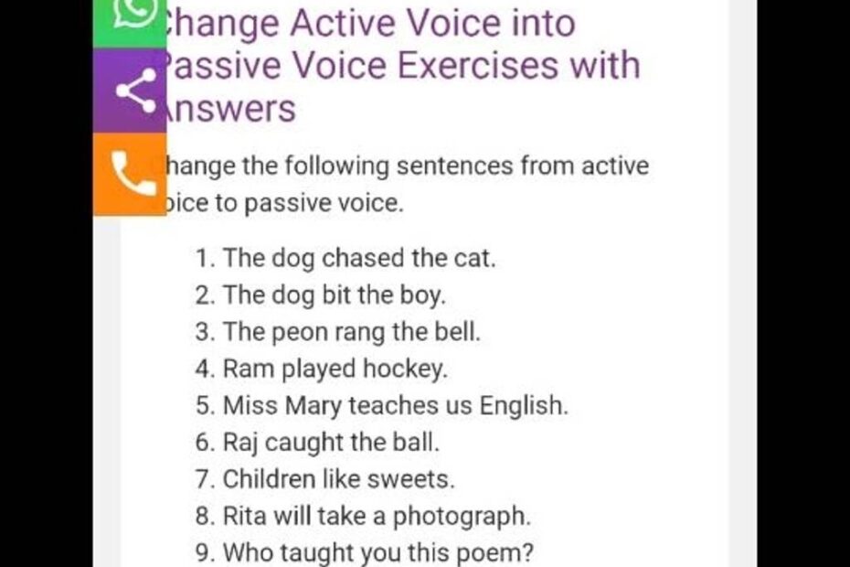 Active Passive Exercise The Active passive Exercises Will Help Students T