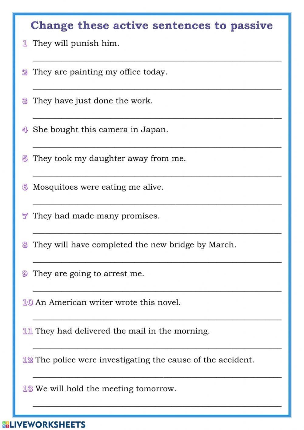 active and passive voice activities