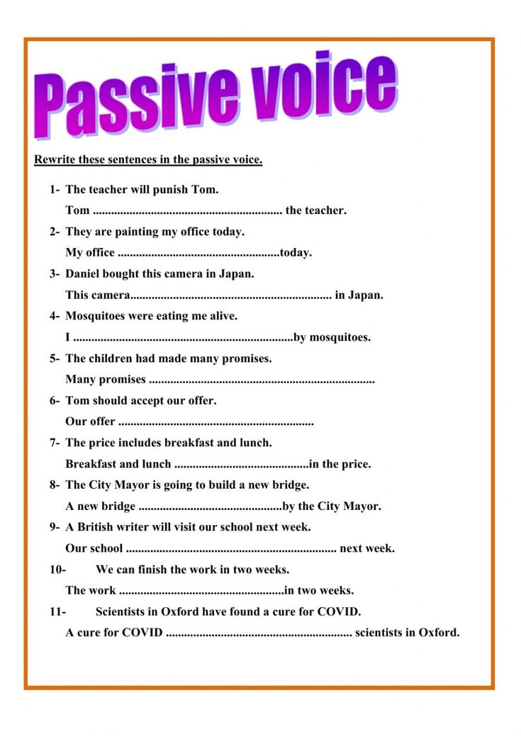Active Passive Voice Worksheet Active Passive Voice Workshee