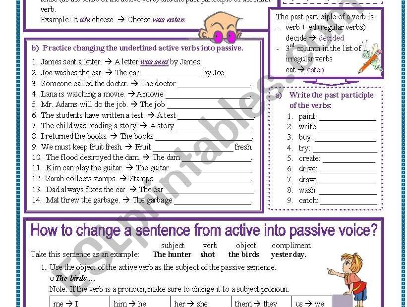 Active Passive Voice Worksheet Ame my id