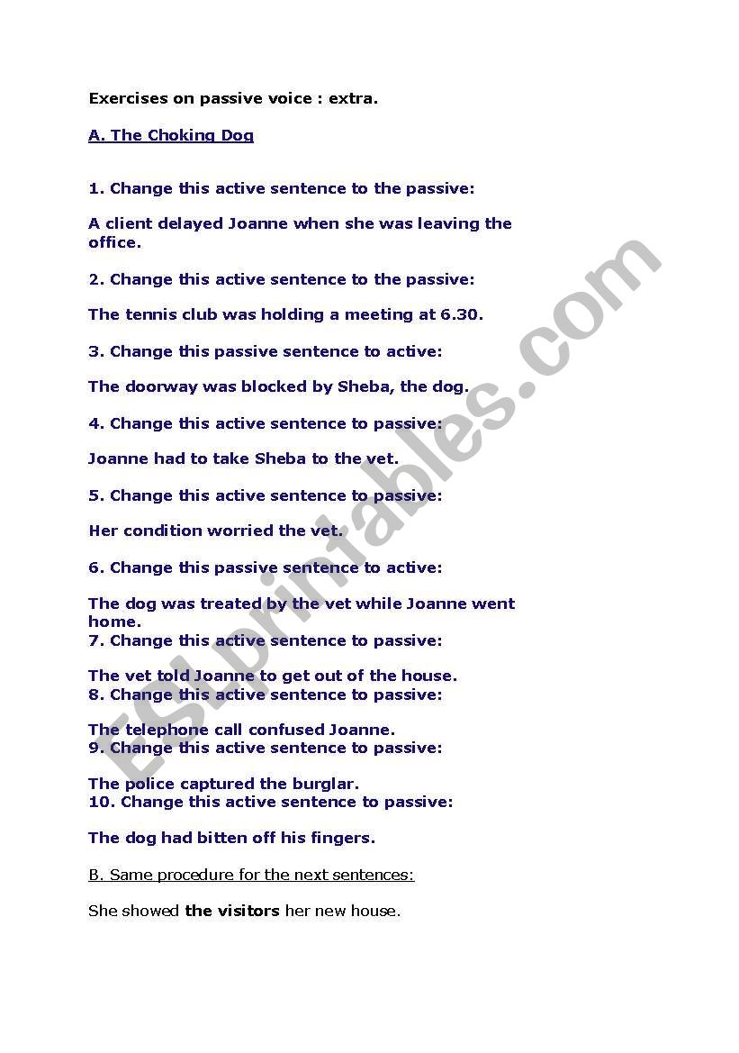 Active Passive Voice Worksheet Ame my id
