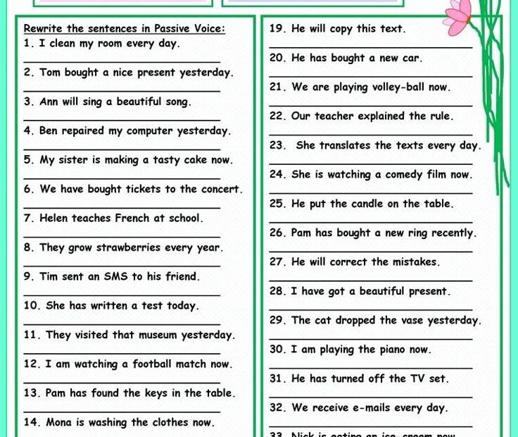 Active Passive Voice Worksheet Luxury Passive Voice Worksheet Free Esl