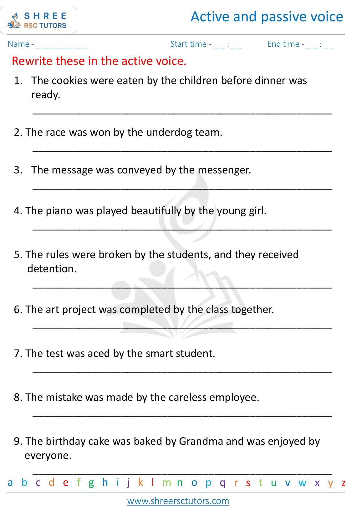 Active Passive Voice Worksheets For Grade 5 English Shree Rsc Tutors