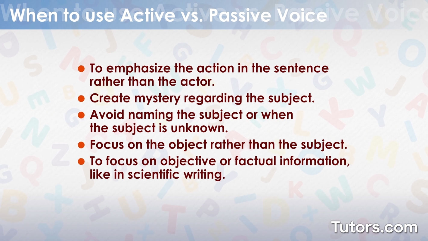 Active Vs Passive Voice Definitions Examples Rules And Uses