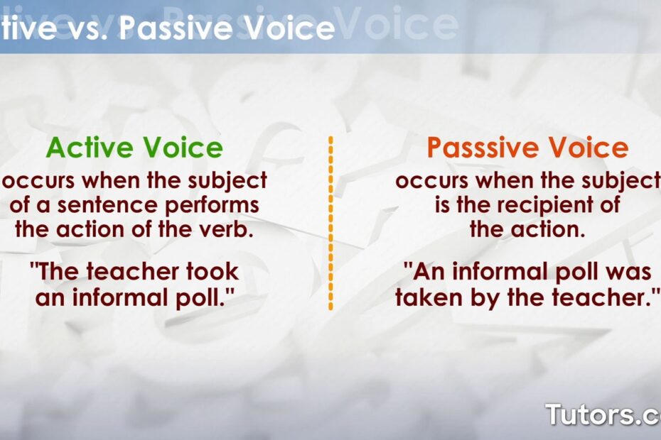 Active Vs Passive Voice Definitions Examples Rules And Uses