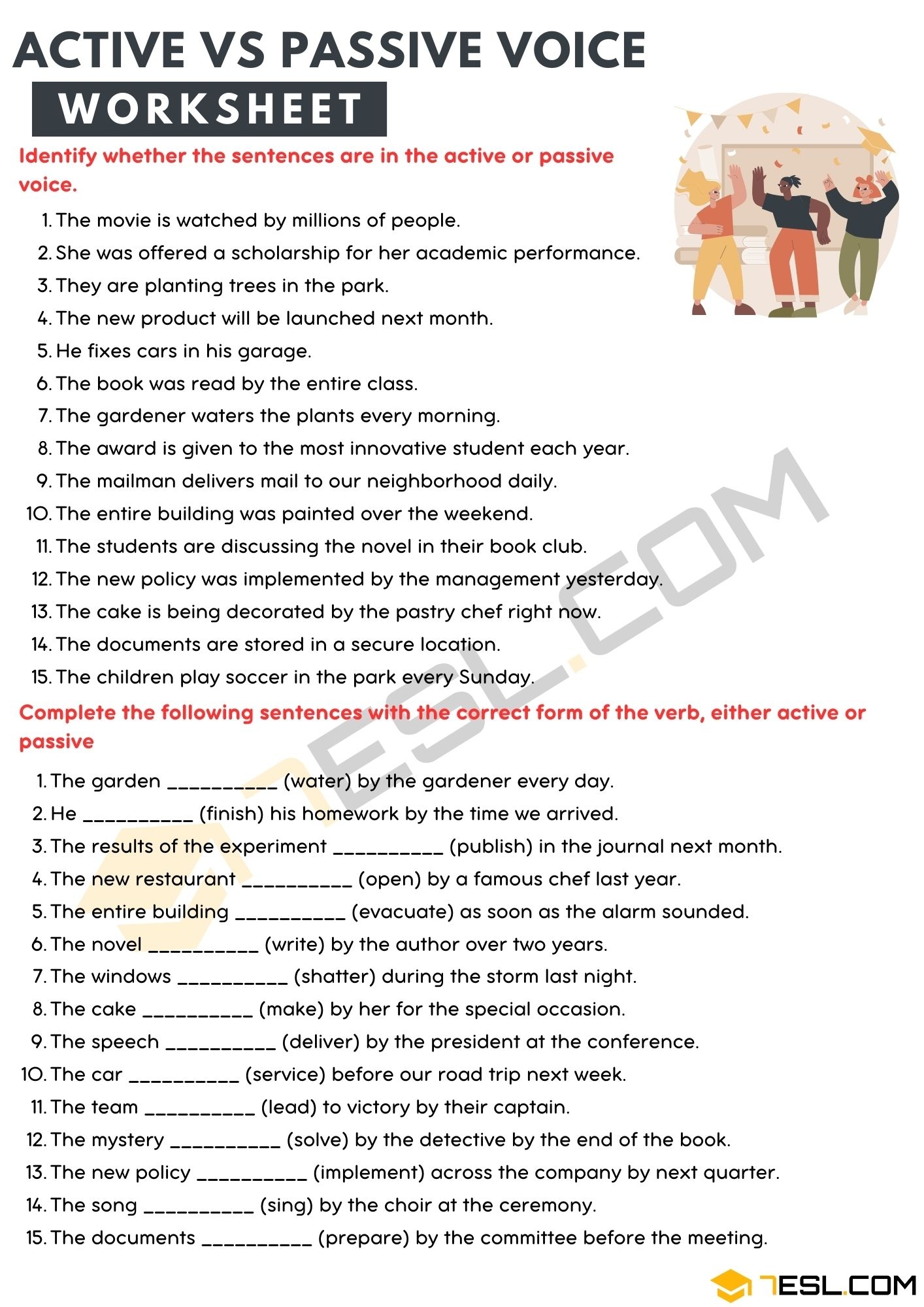 active voice and passive voice worksheet