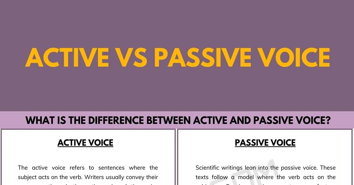 Active Vs Passive Voice The Difference Between Active And Passive 