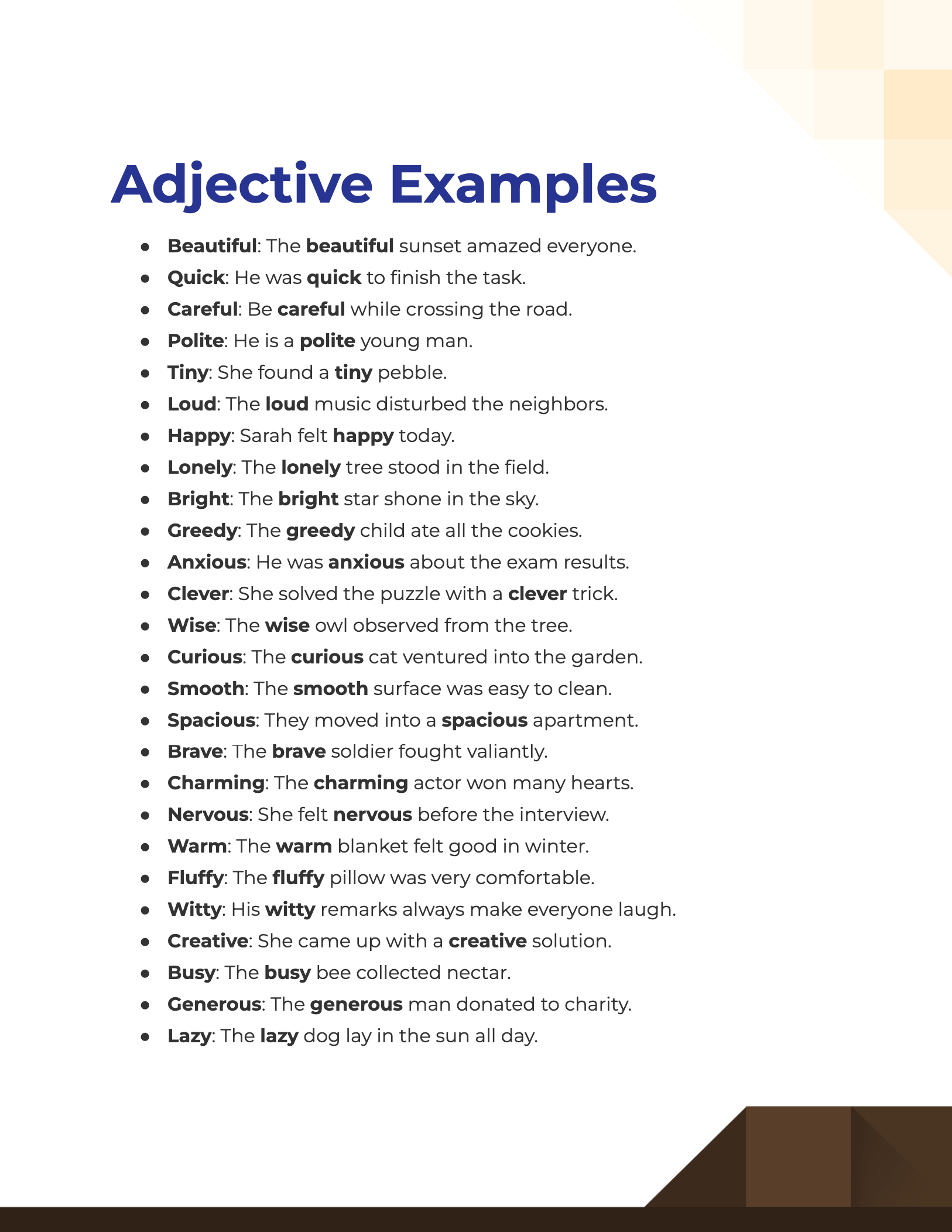 adjective with example