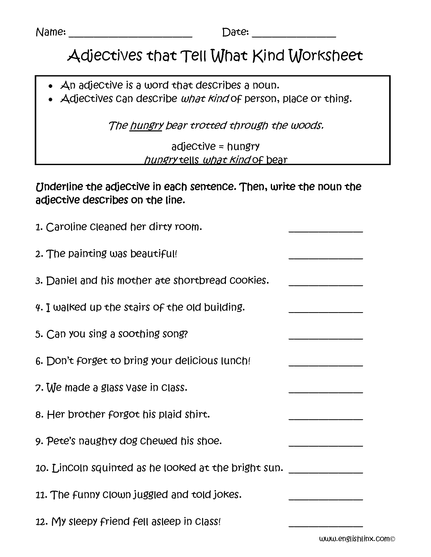 Adjective Activity Sheet