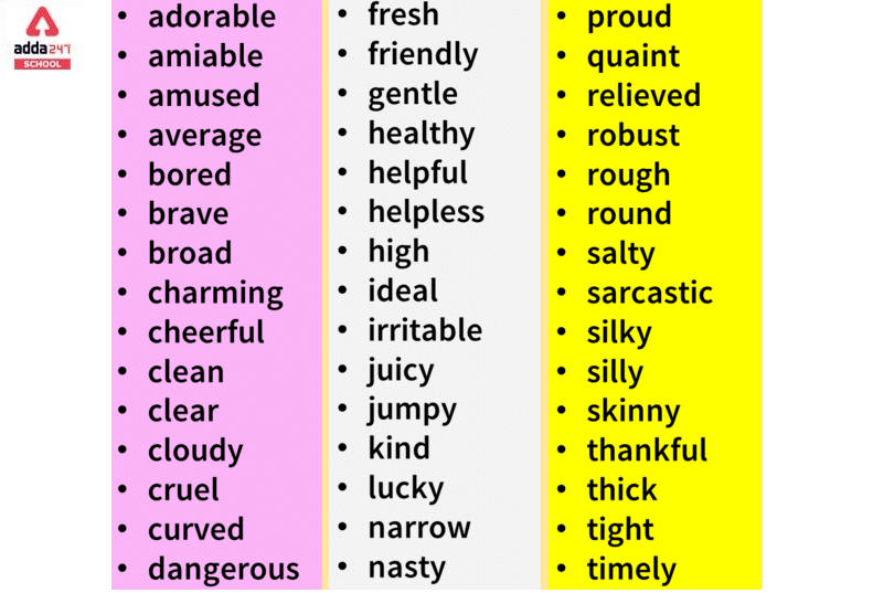 Adjective Definition Alphabetical List Of 500 Adjectives 60 OFF
