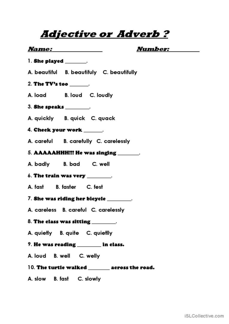 Adjective Or Adverb Adverbs Worksheet Adjective Works Vrogue co