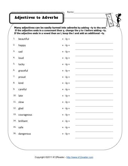 Adjective Versus Adverb Worksheet Adjectiveworksheets
