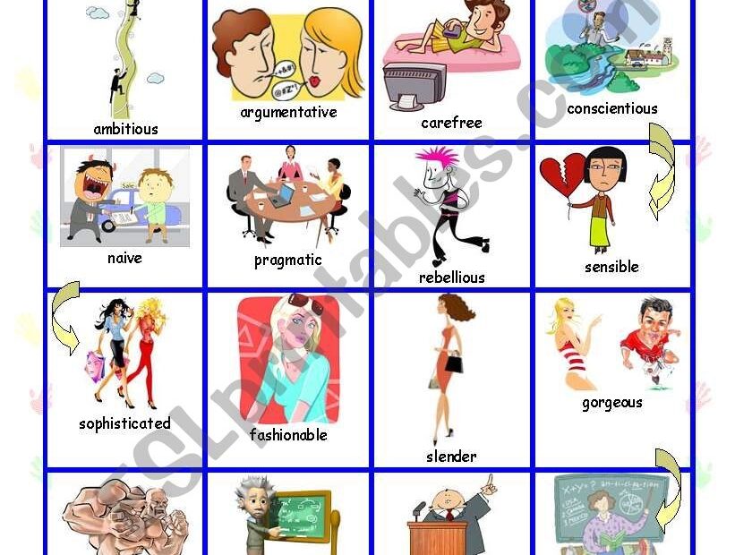 Adjective Word Power Game ESL Worksheet By EvaRamos