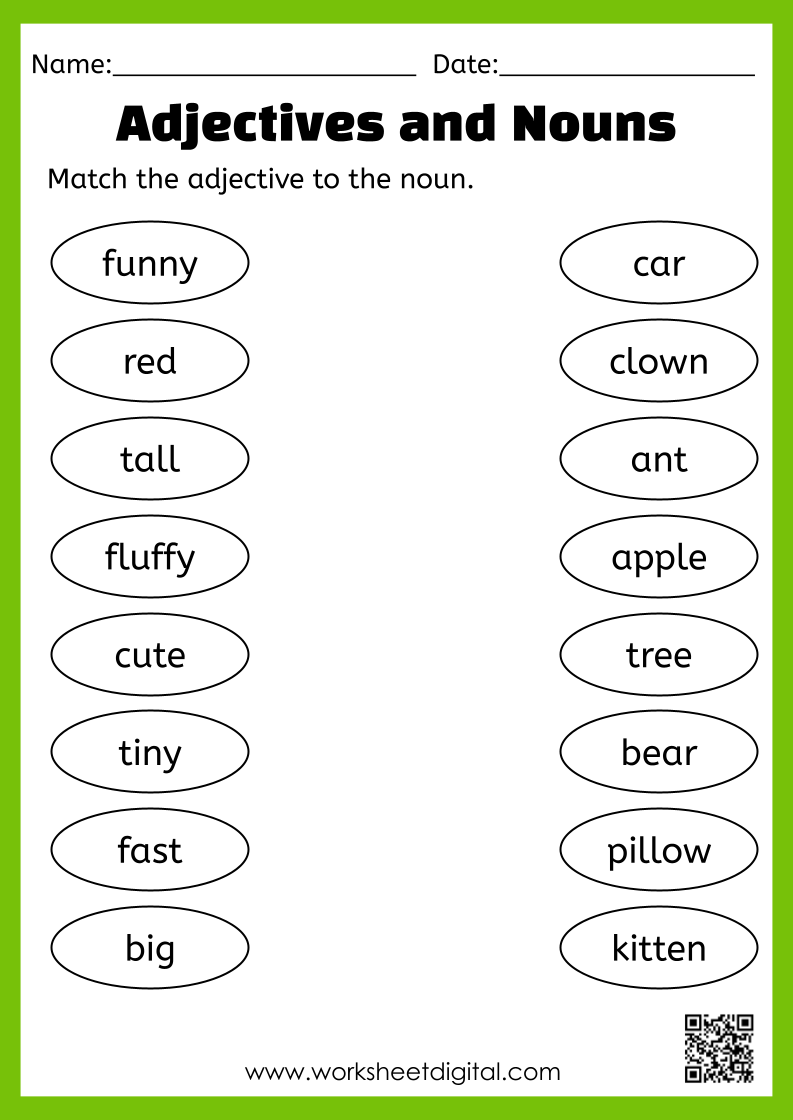 Adjectives And Nouns Worksheet Digital 1 Teacher Made Resources
