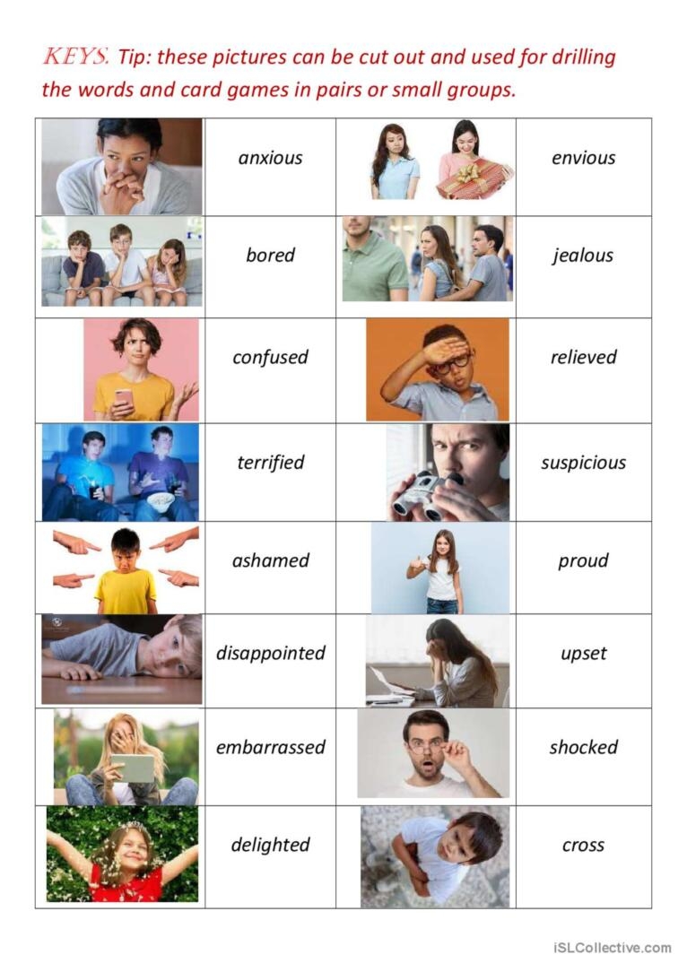 ADJECTIVES DESCRIBING FEELINGS English ESL Worksheets Pdf Doc