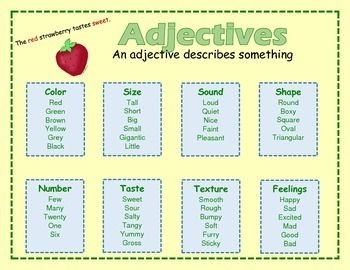 Adjectives Handout Poster Adjectives Teaching Syllables Handouts
