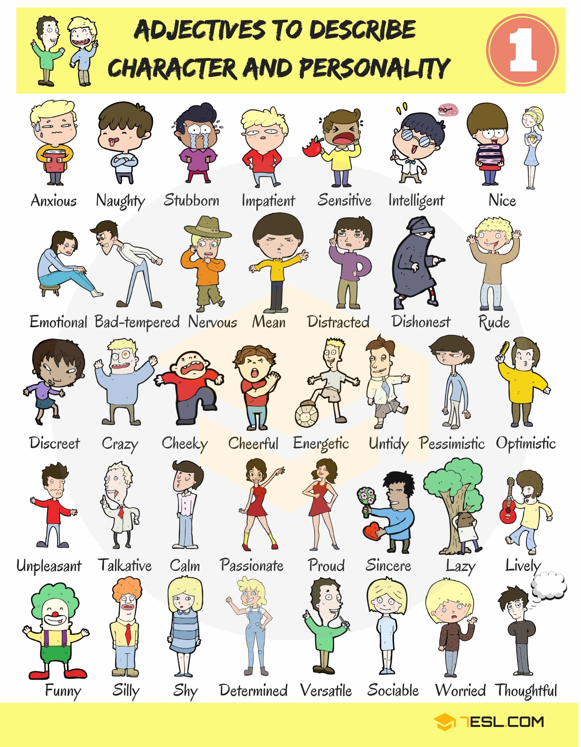 Adjectives To Describe Character And Personality 1 7 E S L