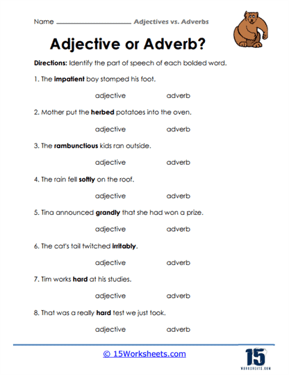 Adjectives Vs Adverbs Worksheets 15 Worksheets
