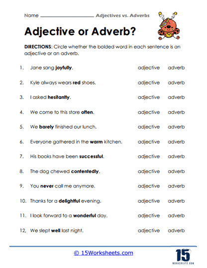 Adjectives Vs Adverbs Worksheets 15 Worksheets