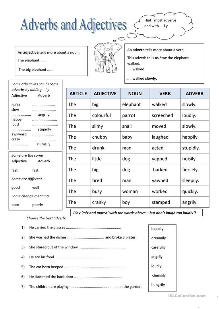Adjectives Vs Adverbs Worksheets
