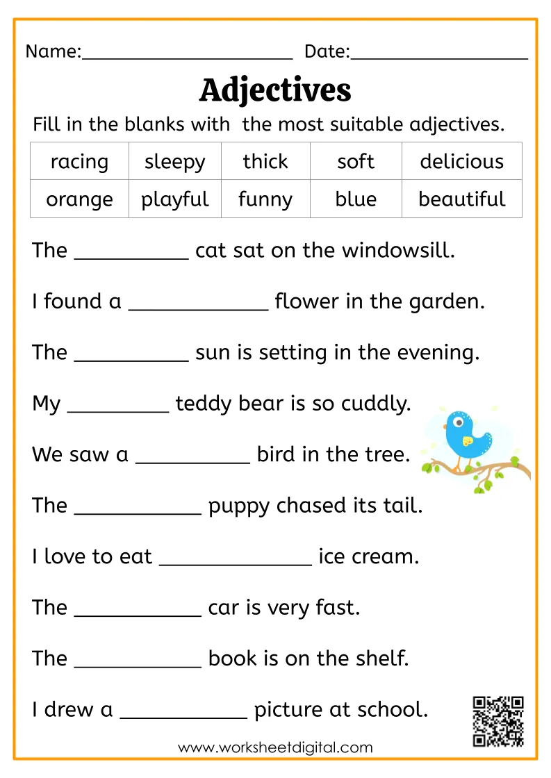 Adjectives Worksheet Digital Worksheets Library
