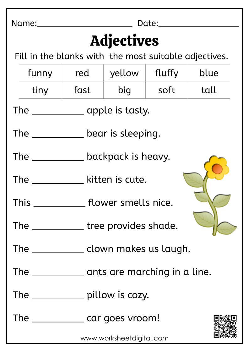 Adjectives Worksheet Digital Worksheets Library