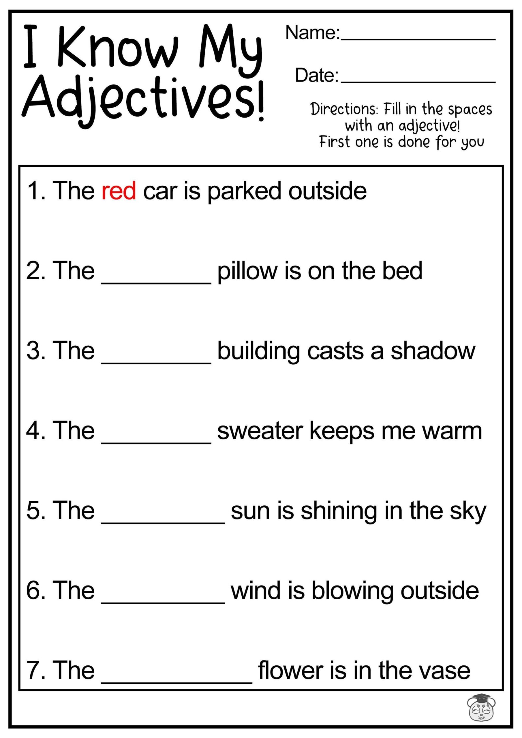 Adjectives Worksheet Medium PDF 55 OFF